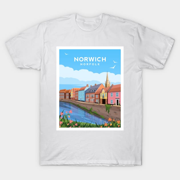 Norwich Quayside Houses, Norfolk England T-Shirt by typelab